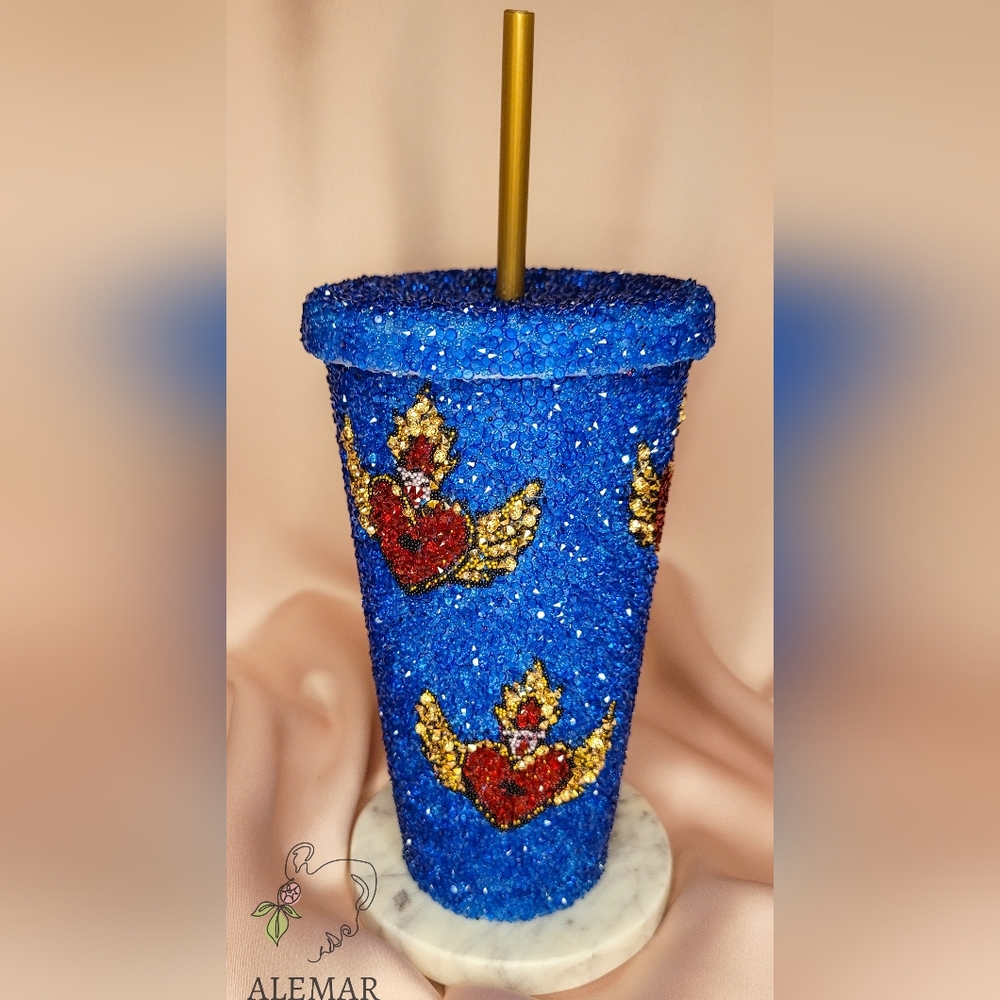 ROYAL BLUE BLING CUP/ VASO BRILLITOS